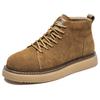 Workwear Short Boots  Winter New Leather Men's Shoes Thick Soled Casual Shoes Retro British Style Versatile Board Shoes
