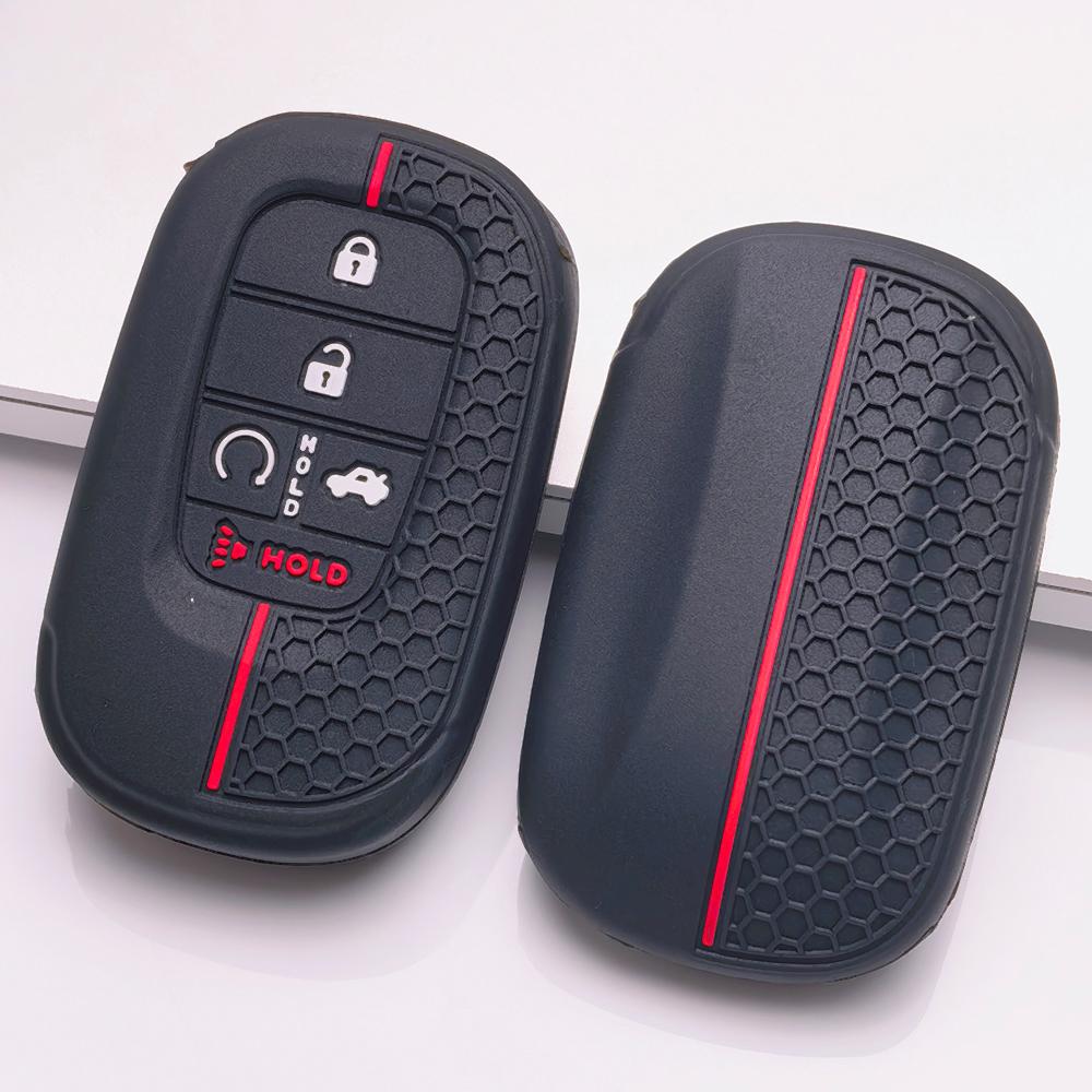 Silicone Remote Key Cover for Honda Civic Accord Inspire HRV CRV Pilot Odyssey ZR V XR V Vezel Fit Honeycomb Texture Shockproof Remote Key Protector