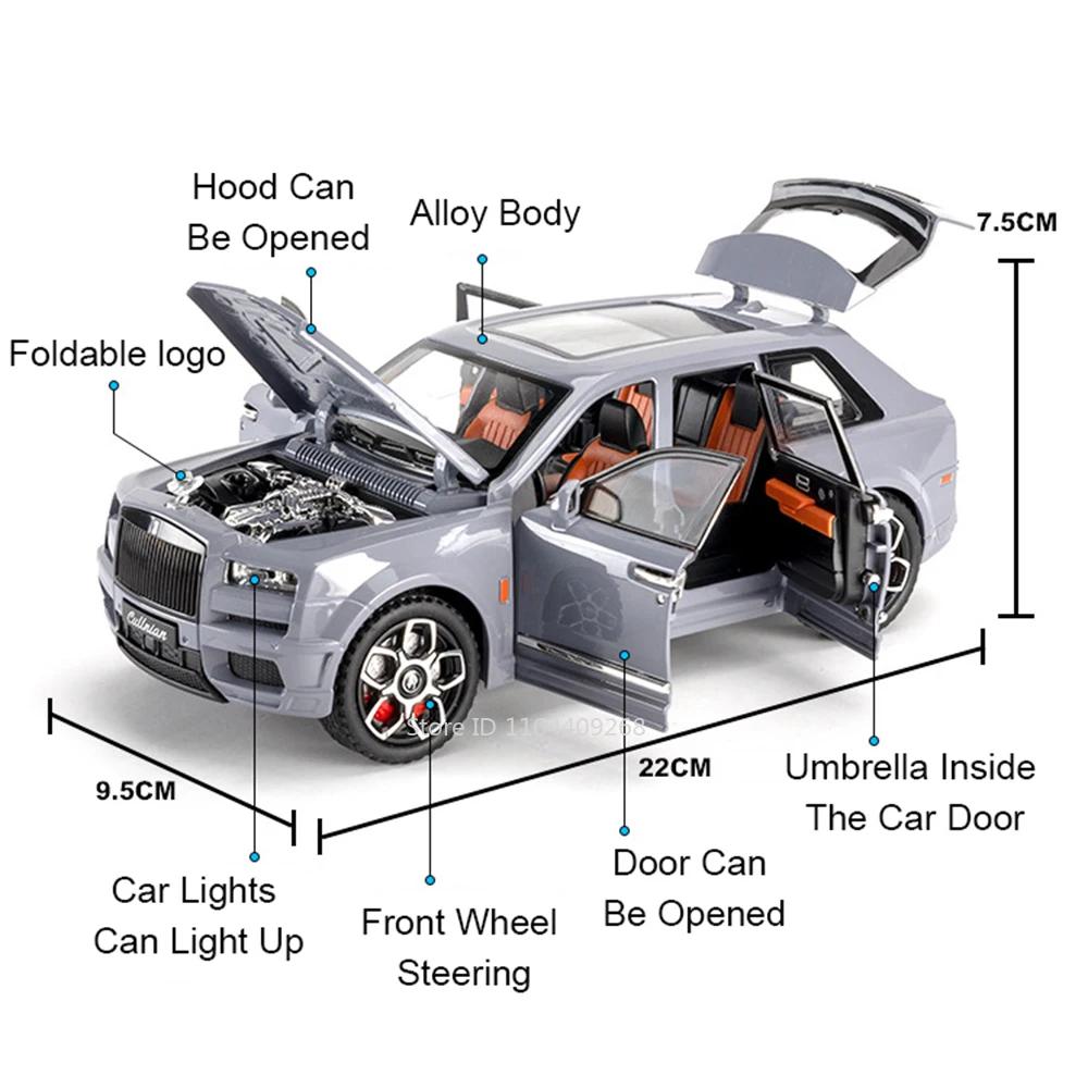 1:20 Rolls-royce Cullinan Luxury Car Model Toy Diecast Metal SUV Doors Opened Shock Absorption Miniature Models Kids Presents