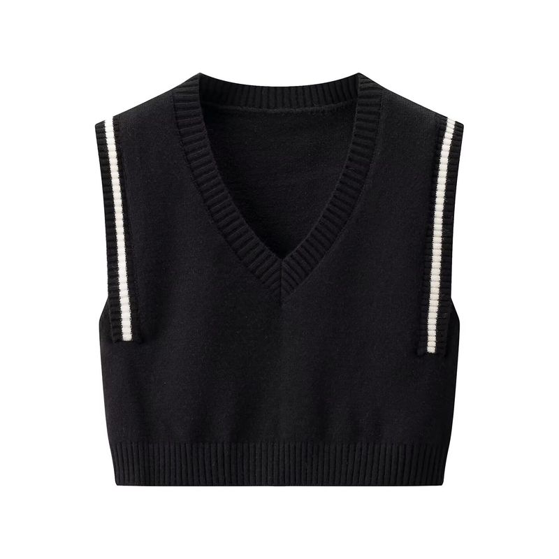 Za Autumn New Women clothes 2025 Western Style Versitile Fashion Short Loose Overlapping V-neck Sweater vest Vest