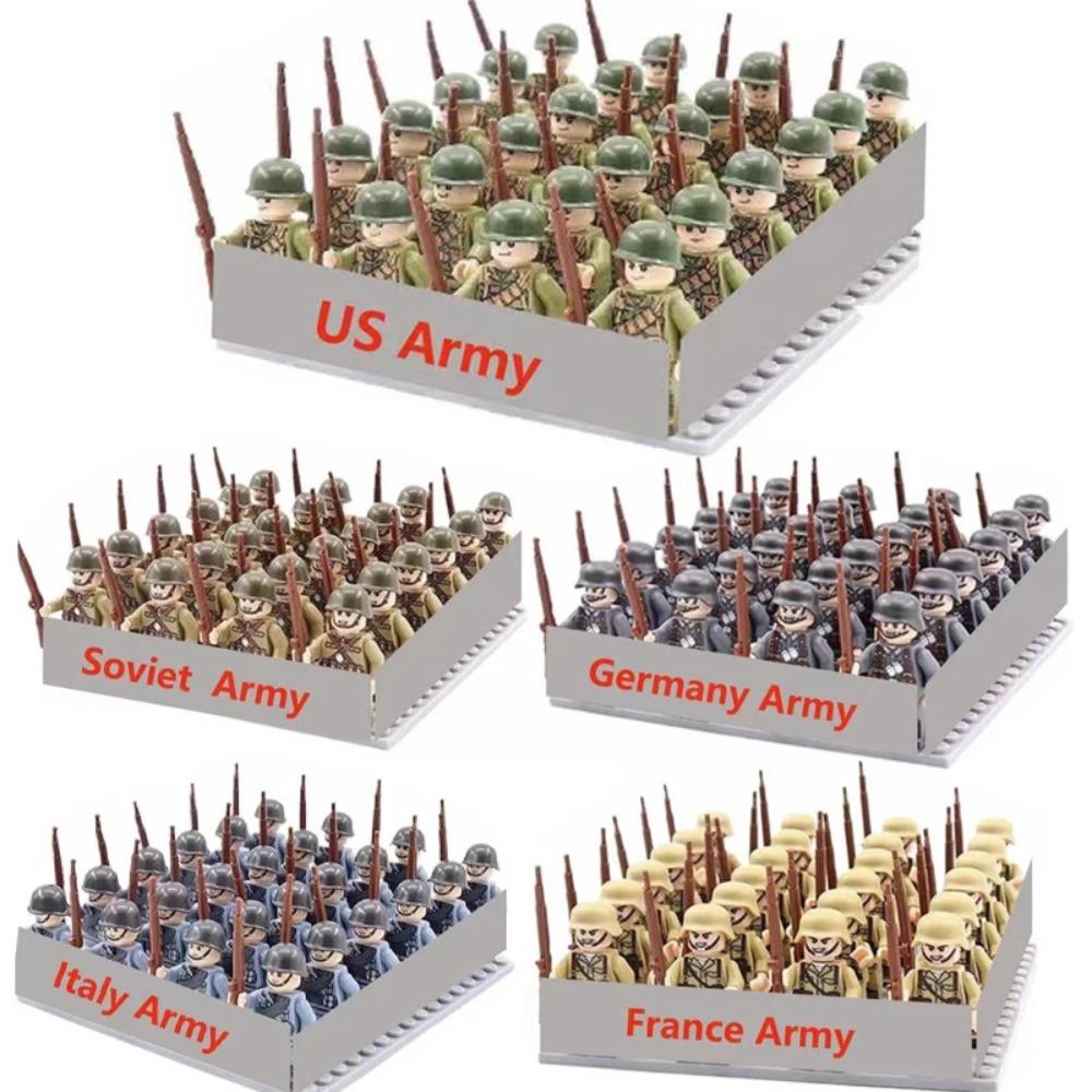 40/set World War II military building blocks National army soldier Character weapon assembly building block Children's toy gifts