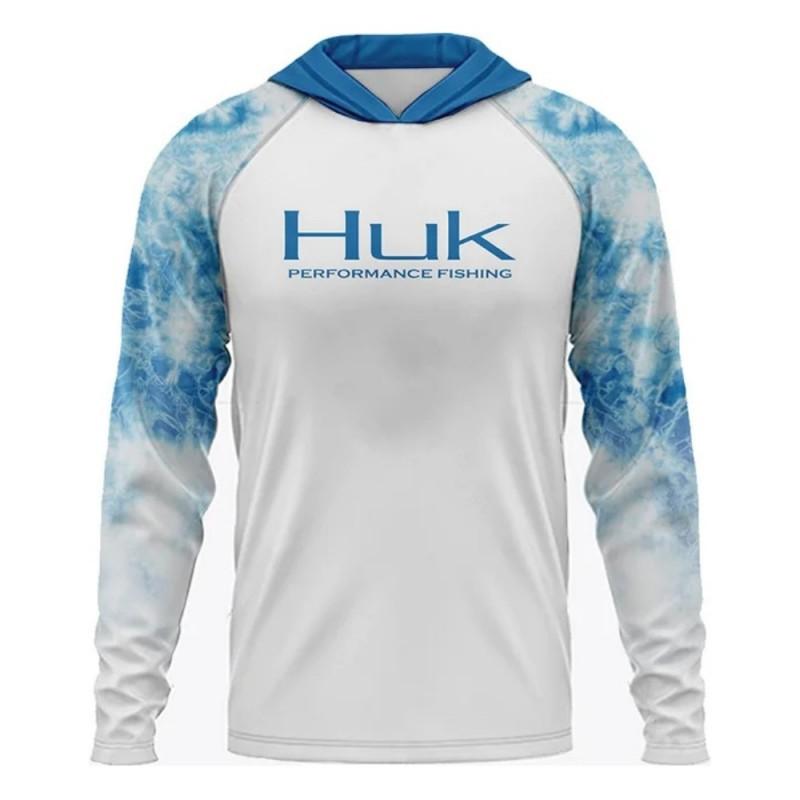 HUK Fishing Long-sleeved UPF50 Hooded Sun-protection Anti-ultraviolet T-shirt Breathable Men's Clothes Top