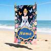 Custom Name Princess Garden Stylish Digital Printing Beach Towel Quick‑Drying Absorbent Blanket for Beach Pool Gym Travel