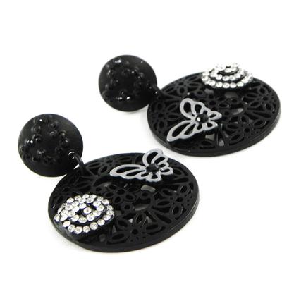 [H8883] - Designer Earrings 'Carmen' Black White