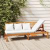 Daybed - Acacia Wood - 200x60x75cm - Cream Cushion - Multifunctional - Comfortable
