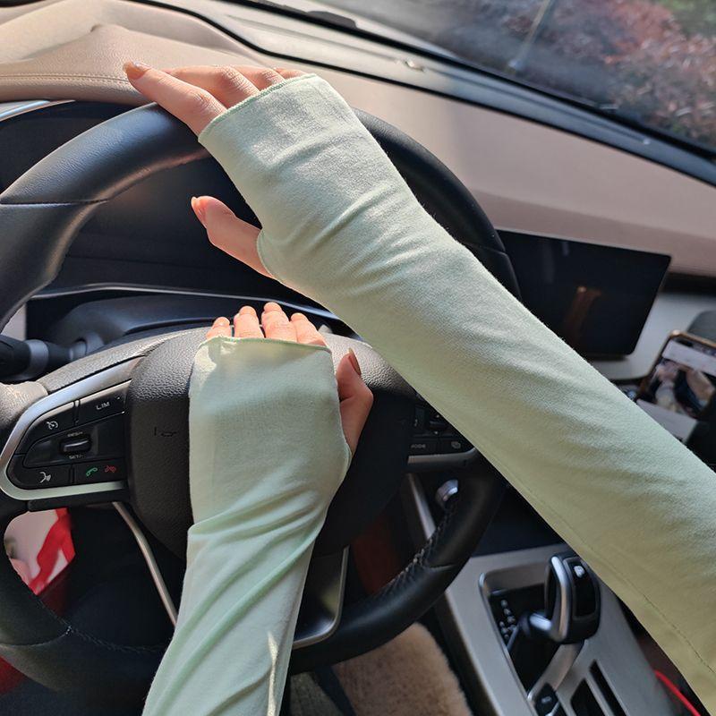 

Summer Sun-Proof UV-Proof Sun-Proof Gloves Cotton Oversleeve Protective Sleeves Long Women Half Finger Gloves for Cycling Mint Green Half Finger Sleeve