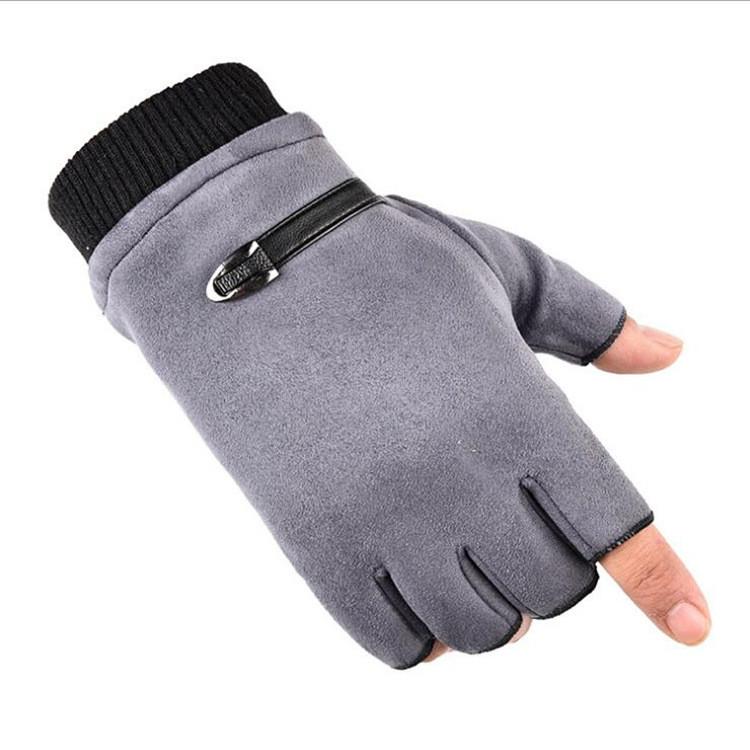 Mens Fleece Half Finger Gloves With Touch Screen For Commute And Active Outdoor Use