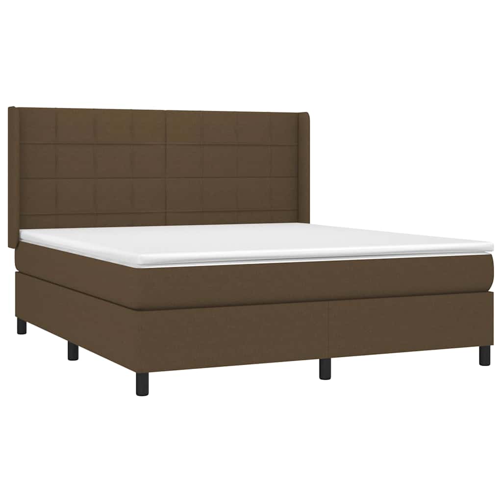 Box Spring Bed with Mattress Dark Brown 160x200 cm Fabric