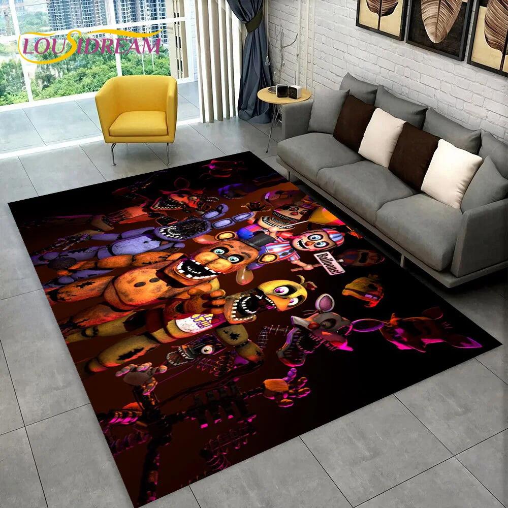 Horror Game FNAF Freddy Film Teppich Teppich für Zuhause Wohnzimmer Schlafzimmer Sofa Fußmatte Dekoration, Kinder Spielzimmer Teppich Rutschfeste Bodenmatte