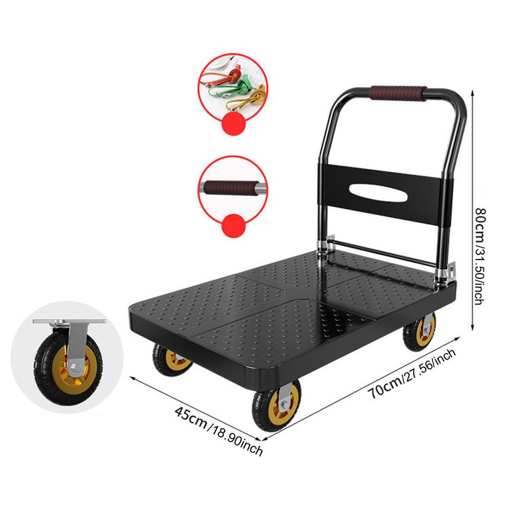 Steel Foldable Push Cart Dolly Platform Truck for Restaurants, Home