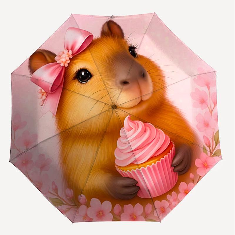 1PC Hamster Cupcake Umbrella-8-Rib Reinforced, Automatic Open, Lightweight & Durable, Cute Fashion Accessory for Outdoor, Beach or Casual Use, Beach U