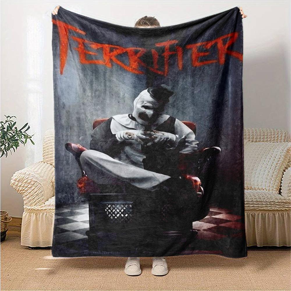 Scary Clown Terrifier Flannel Blanket Super Soft Warm Cozy Blanket for Sofa Bed Office Travel All‑Season Home Decor Gift