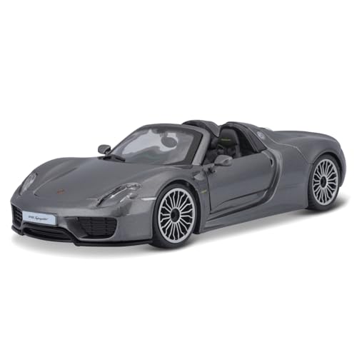 Bburago Масштаб 1/24 Porsche 918 Spyder Серый / Металлическая модель автомобиля, Готовая модель, 18-21076 GY