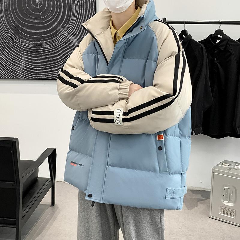 

Two bars of cotton-padded clothes men s new winter thickened jacket cotton-padded jacket brand hooded loose tooling bread feather Rong cotton-padded XXXL