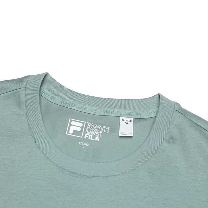 FILA Fashion Casual Knitted Short Sleeve T-Shirt Men tops Ice-Green Blue F11M519104FLG