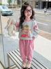 Girls' Sweet Cartoon Sweatshirt Set - Spring/Autumn Fashion Two-Piece Casual Outfit.
