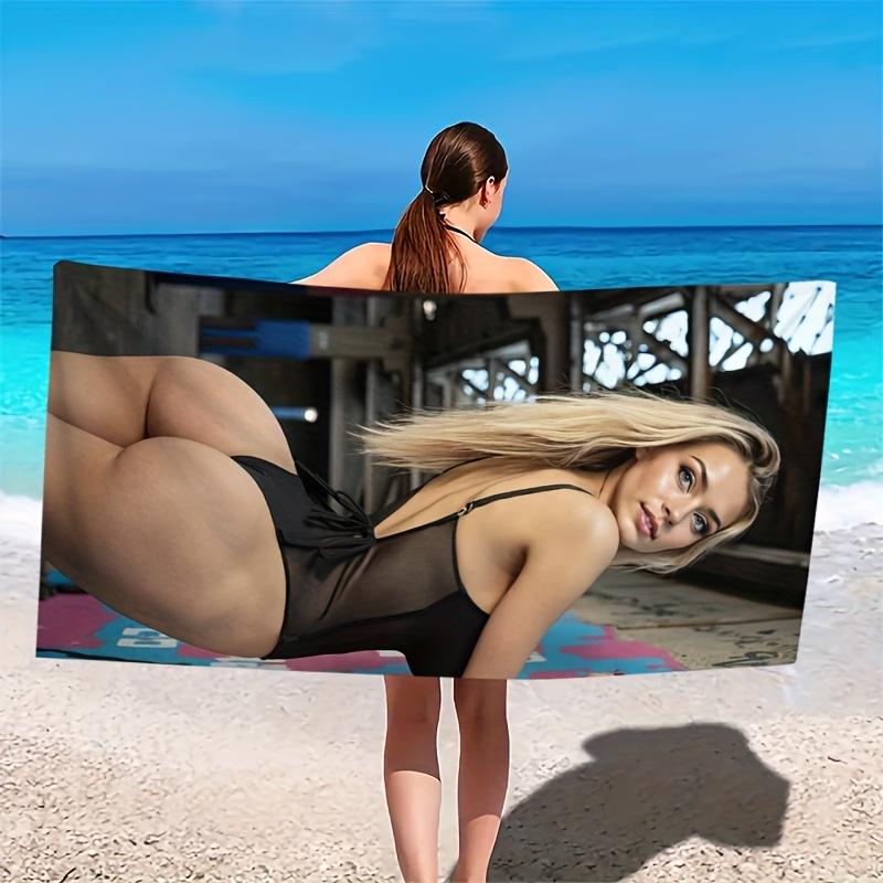 1PC Modern Theme Beach Towel, Quick-Dry Absorbent Polyester Microfiber Towel for Travel, Beach, Camping, Bathroom & Vacation