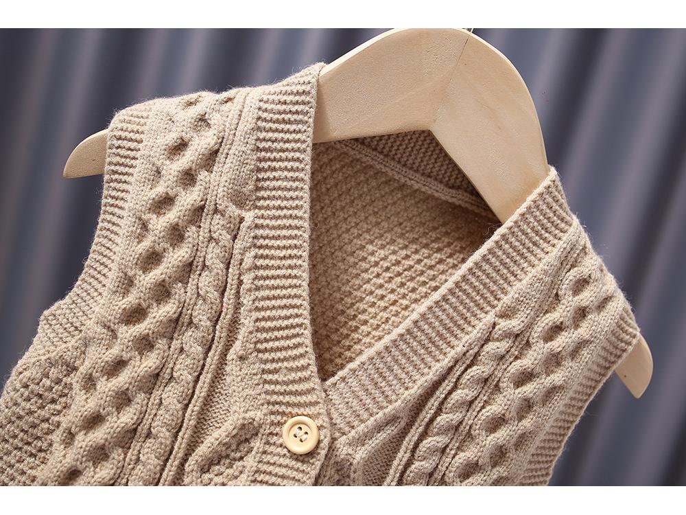 Men's Baby Wool Knit Cardigan & Girls' Solid V-Neck Sweater Vest