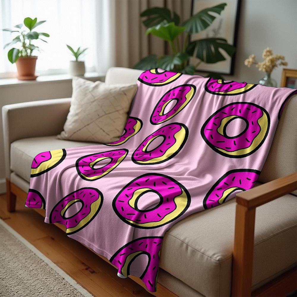 Pink Base Maroon Sketch Floral Cartoon Anime Print Flannel Blanket Soft Warm Throw for Kids Bedroom Sofa Christmas Office Car