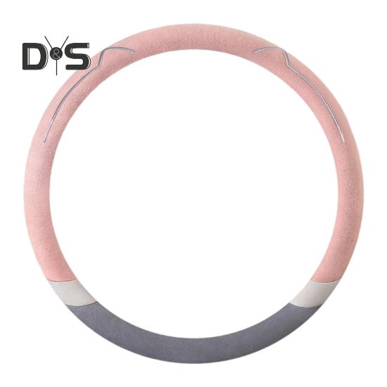 Car Steering Wheel Cover Cushion Breathable Anti Slip Cat Ear Universal Round/D Shape Steering Cover Auto Accessories