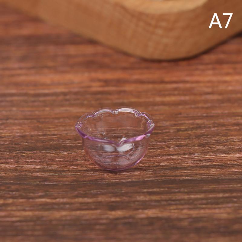 1:12 Dollhouse Miniature Glass Fruit Bowl Salad Bowl Glass Candy Jar Simulation Candy Bottle Bell Glass For Kitchen Accessories