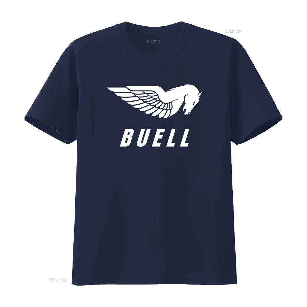 T-shirt con Stampa Logo Buell Motorcycles Girocollo vintage Lavata Comoda Elasticizzata moda Casuale Traspirante streetwear
