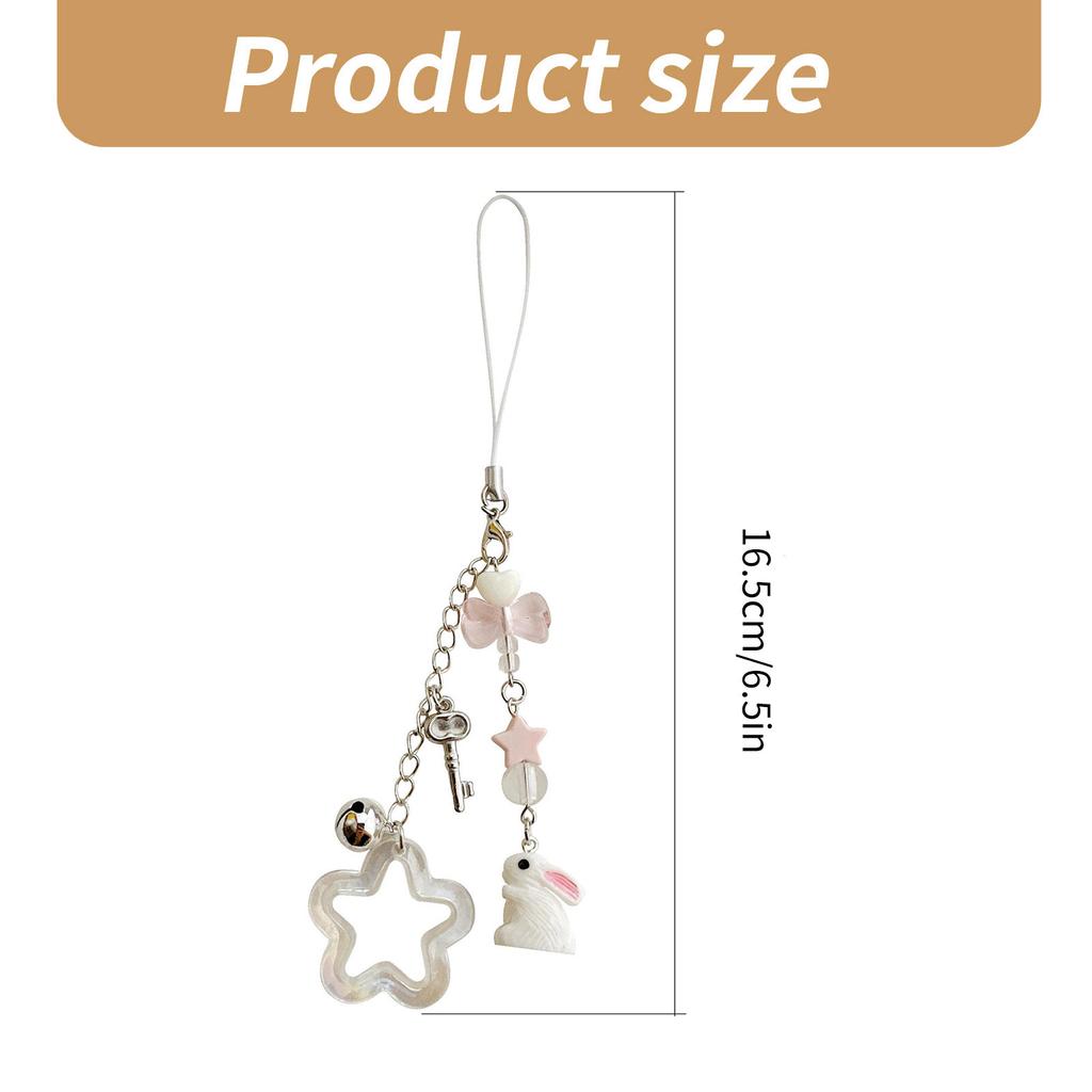 Star Rabbit Bead Pendant Sweet Phone Chain Strap Hangings Decoration Keychain Lanyard Small Gift for Women Girls