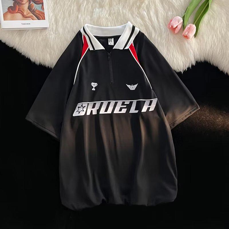 

Мужское поло Color Block: Летний тренд, короткий рукав, свободный крой, футболка с лацканами L чёрный