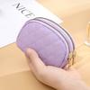 New Double Layer Coin Purse Zipper Multifunctional Key Bag Portable PU Small Handbag