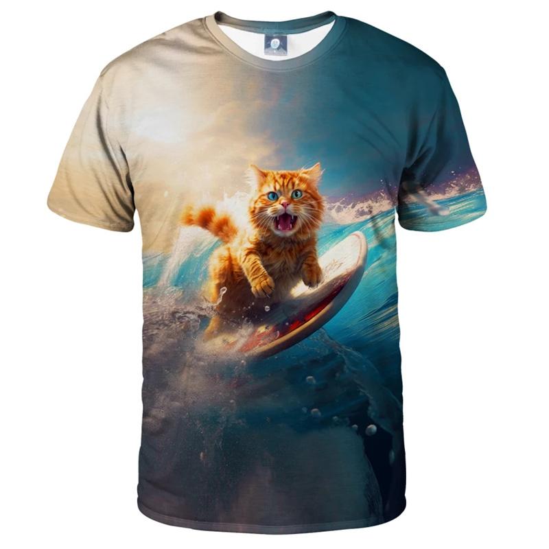 

Cute Cartoon Cat Pattern T-shirt For Kids Short Sleeves 3D Printed Animal Pets T Shirt Spring Summer Tees Casual Tops 110