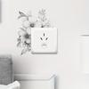Classic Floral Wall Decal for Light Switch and Outlet, Black and White Flower and Leaf Pattern, Plastic Self-Adhesive Overlay for Home Decor