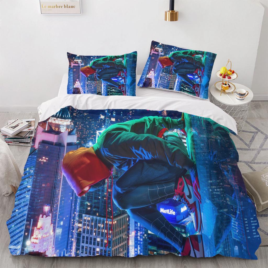 Marvel Spider-Man Duvet Cover Queen Size Bedding Set  Polyester 3-Piece Set 1 Quilt Cover Home Decor