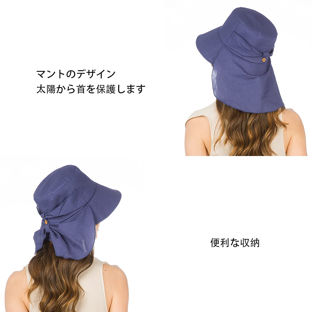 sun hat for UV wide slimming effect [NC] UV-cut women, spring/summer, protection, brim, stylish, (Navy)