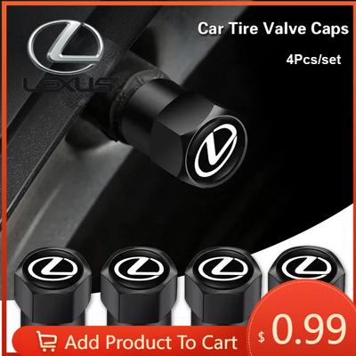 Interior Stickers 4Pcs Car Tire Valve Caps Dust Cover Auto Emblem Accessories For IS250 IS300 LS460 RC200 RX450 ES LX RX N