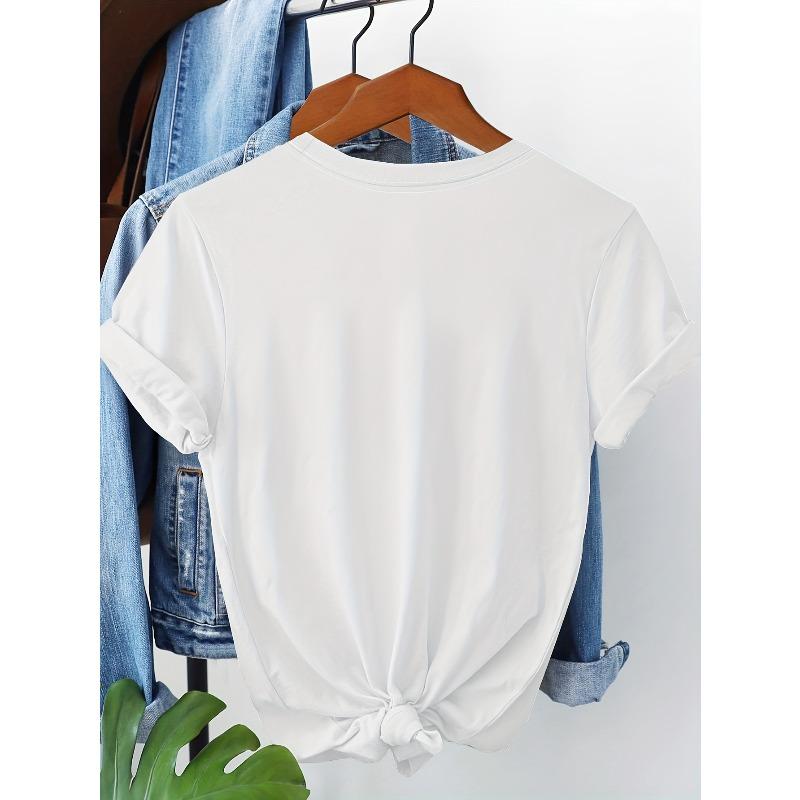 European Size Butterfly Letter Print Short Sleeve T-Shirt