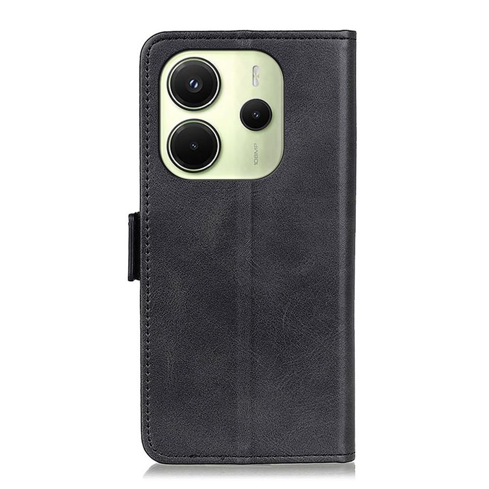 For Xiaomi Redmi Note 14 4G (164.84mm) Case Stand Cowhide Texture PU Leather Phone Cover