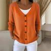 Damen einfarbige lockere V-Ausschnitt Langarm Strickjacke Lässiger Pullover Oberbekleidung