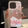 Japanischer Fuji Berg Kirschblüte Handyhülle Für iPhone 11 12 13 14 15 16 E Pro Max XR X XS Mini Plus SE 2020 2022 Transparent