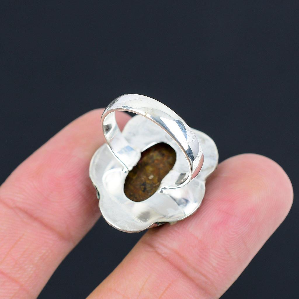 Friendship Day Deal Sterling Silver Fruit Jasper Stone Solitaire New Ring Size 9