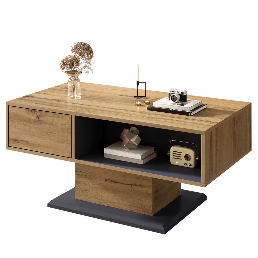 Modern Coffee Table with Double-Sided Storage, Large Compartment and Additional Interior Compartment – Versatile Living Room Table