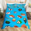 Japan Sushi King Queen Duvet Cover Marine Life Bedding Set Cartoon Japanese Food Quilt Cover Colorful Polyester Comforter Cover