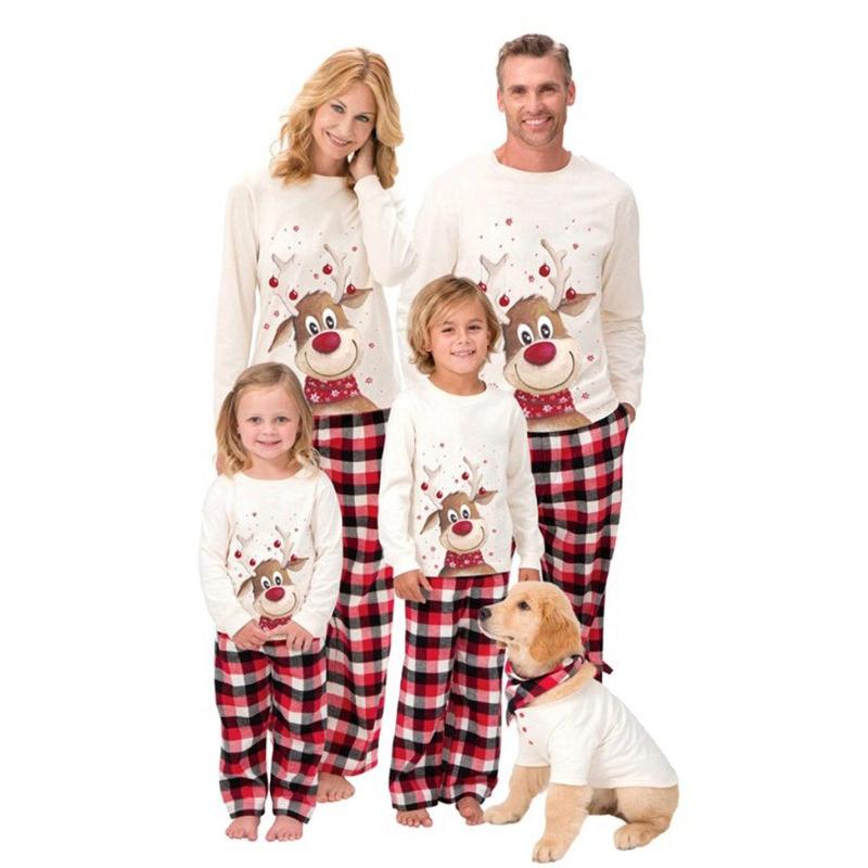 Christmas Santa Claus Matching Family Pajamas European And American Style Cartoon Print Cotton Blend