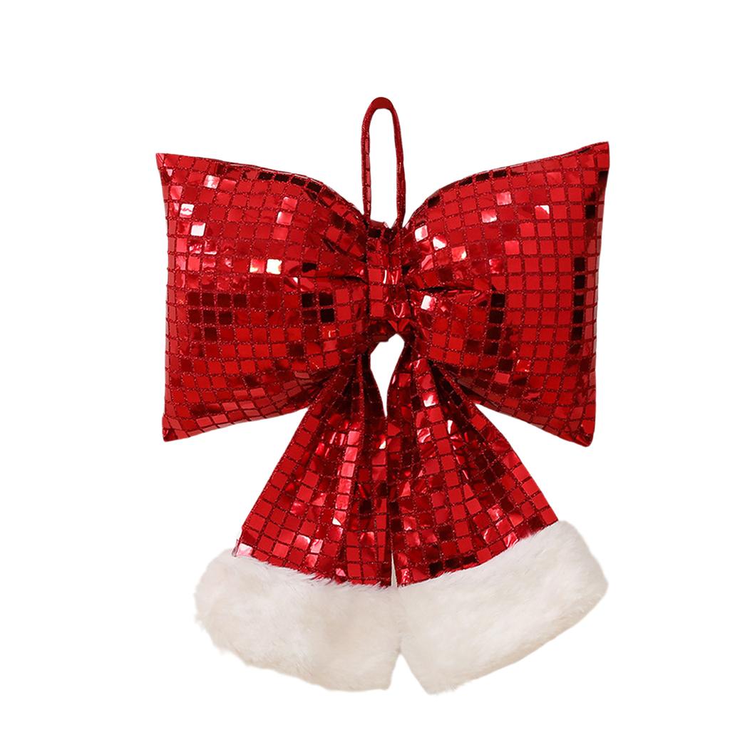 Látkové třpytivé vánoční mašle dekorace pro - okna, vánoční stromky a sváteční dekorace, DIY závěsné dekorace