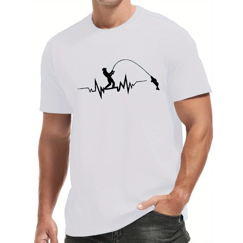 European sizes Fishing Print Men's Round Neck Short Sleeve Tee Fashion Regular Fit T-Shirt Top For Spring Summer Holiday Leisure Vacation