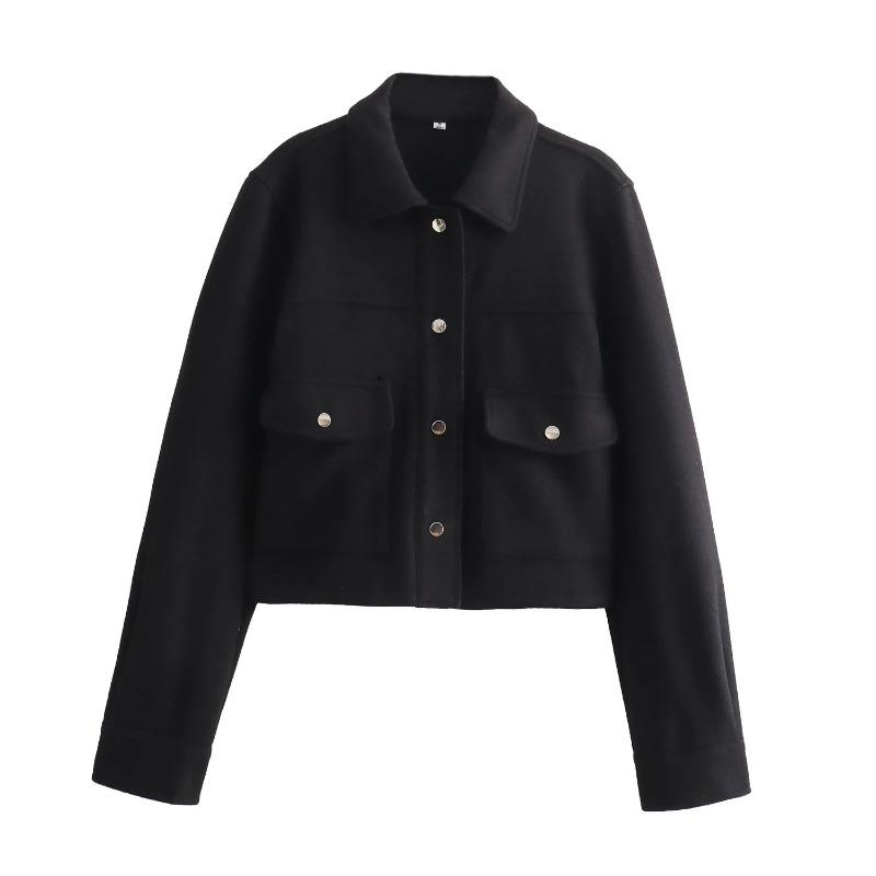 Fashion Jackets for Womens Autumn Fashion Solid Front Pockets Button Long Sleeve Jacket Elegant Woman Casual Outerwear Coat