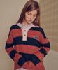 MELLY&ROSE Sunset Wide Stripe Polo Knit (310254)_Navy