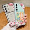 For Samsung S25 Ultra S24 FE S23 S22 A56 A36 A16 A55 Cover Sakura Floral Pattern Soft Silicone Card Slot Shockproof Clear Slim Phone Case