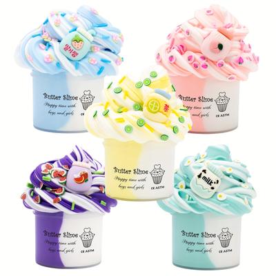 2,37oz Slime de manteiga fofo de dois tons Argila supermacia Elástica Antiaderente Lembrancinhas para festa Slime Charms Brinquedos Educação Presentes de aniversário