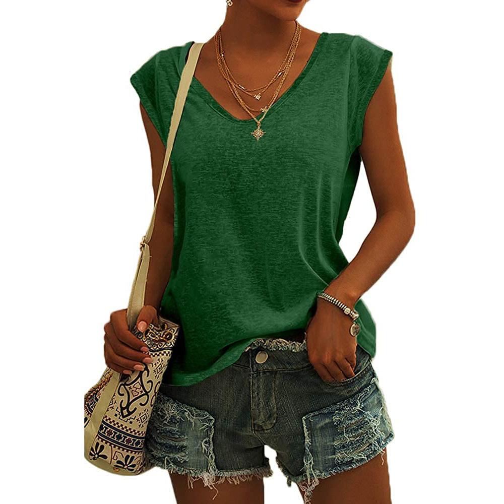 Women's Sleeveless T-Shirt Casual Loose Fit Tank Tops Basic Tank Tops Fashion Beach Ladies Summer Tops Cap Short Sleeve Tees