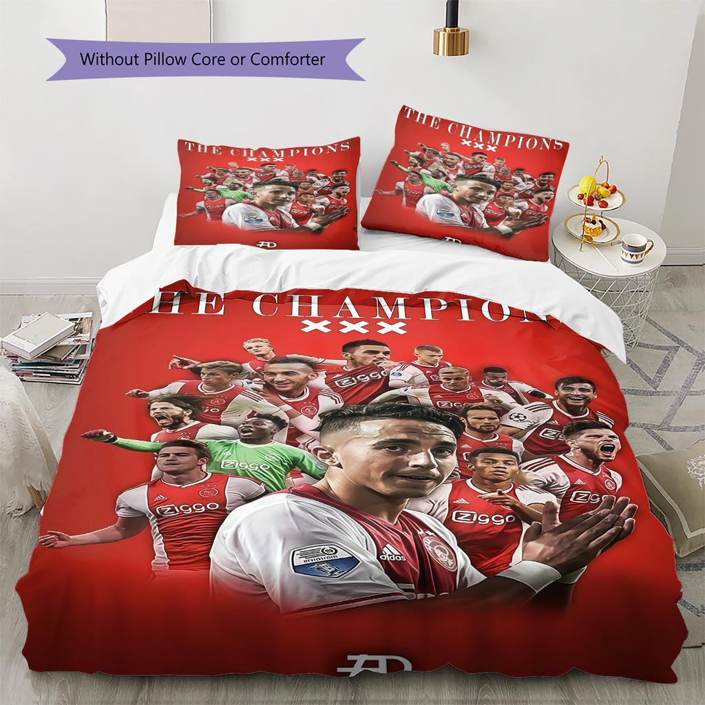 AFC Ajax Pattern Bedding Quilt Set Quilt Cover Pillowcase Home Decoration Birthday Gift (1 * duvet cover + 2 * pillowcase, without core)